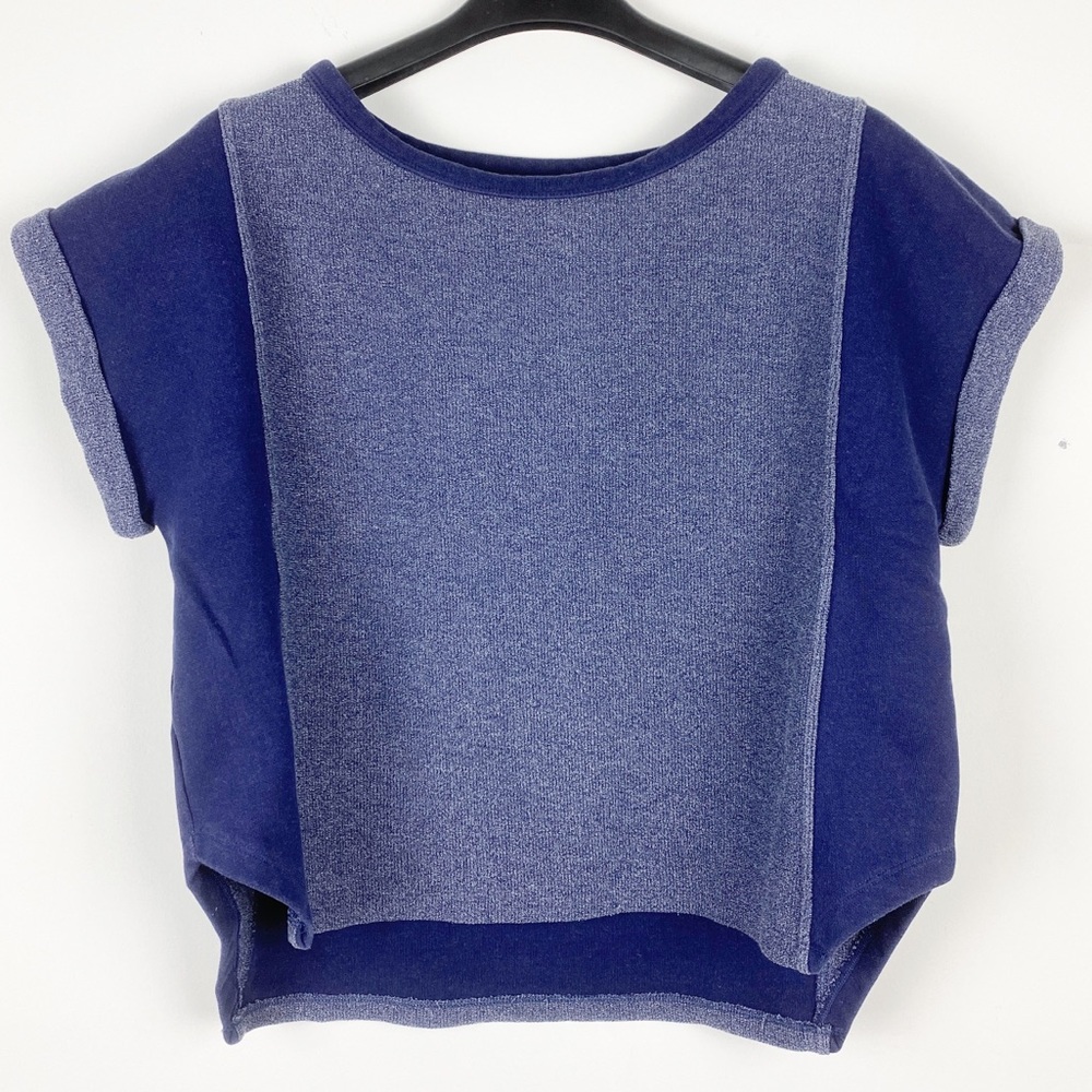 Short Sleeve Sweatshirt Navy Blue Banana Republic